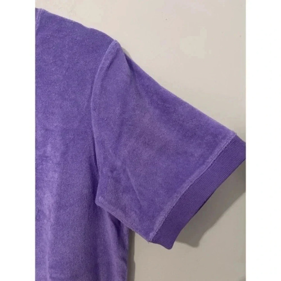 Quacker Factory Sweater Women’s Medium Purple Short Sleeve Terry Cloth Studded - Picture 5 of 9